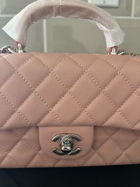🔥 Fashion Lux pink quilted caviar top handle flap crossbody